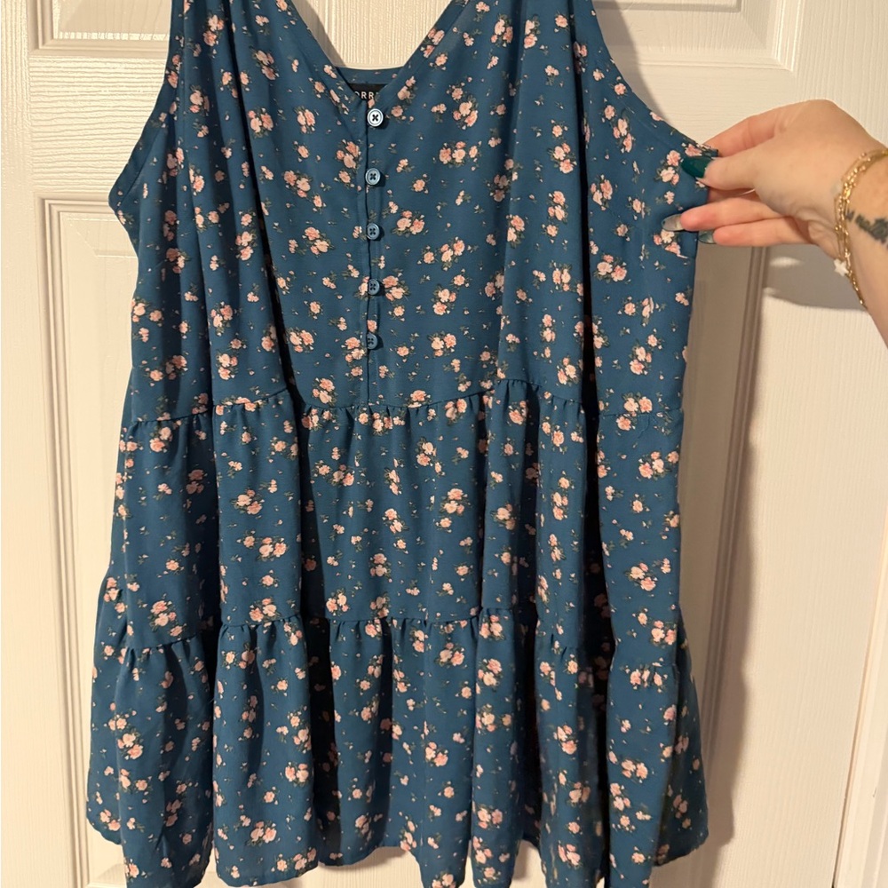 Torrid Blue Floral Sleeveless Dress